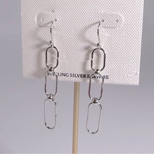 Sterling Silver Chain Link Dangle Tarnish Free Earrings Neutral Gift New